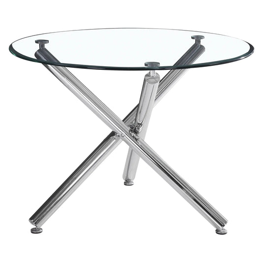 Solara II 40 Glass Round Dining Table with Chrome Legs