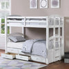 White bunk bed with storage drawers 