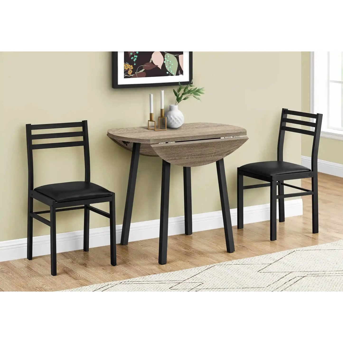 Space-Saving 3-Piece Drop Leaf Dining Set – Dining Room Set With Leaf