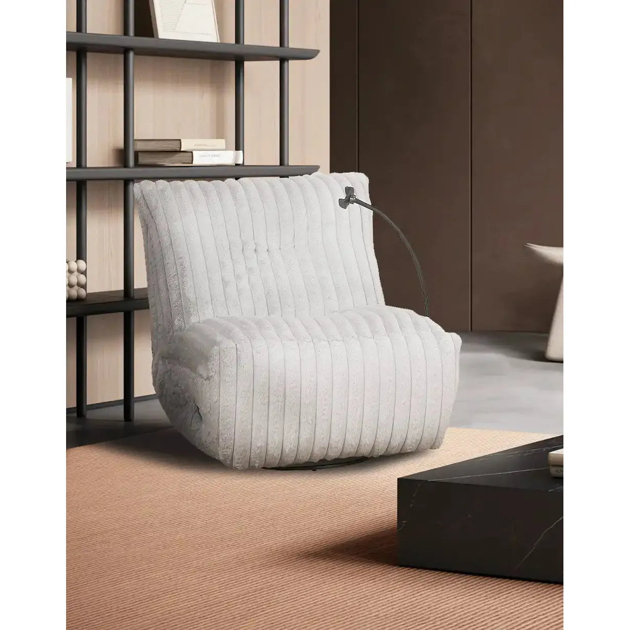 Space-Saving Grey Recliner Chair with Phone Holder