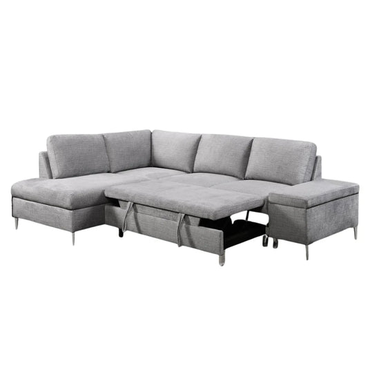 Gray sectional sofa with storage drawers 