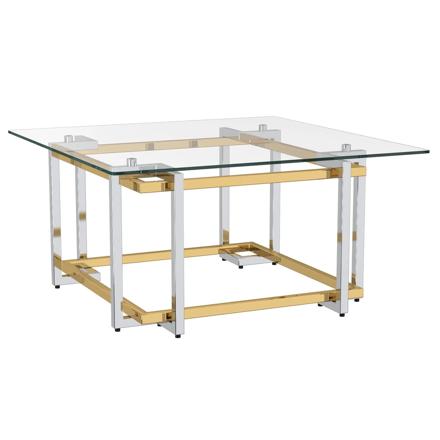 Florina Modern Glass Coffee Table in Silver & Gold