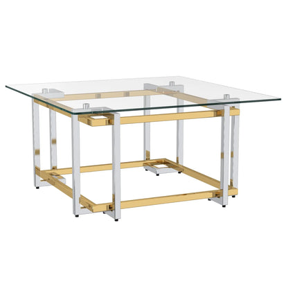 Florina Modern Glass Coffee Table in Silver & Gold