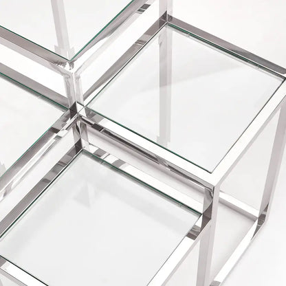 Stainless Steel End Table with Tempered Glass Top - For Living Room