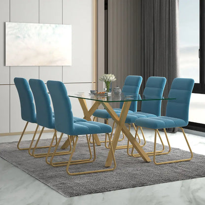 Stark 71 Modern Glass Dining Table with Metal Geometric Base