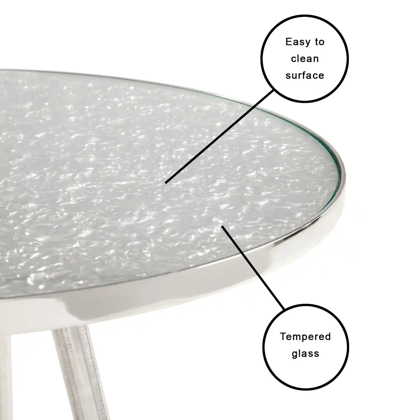 Aries Steel End Table – Polished Metal Side Table for Living Room