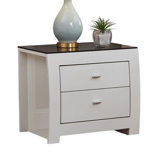 White nightstand with two drawers