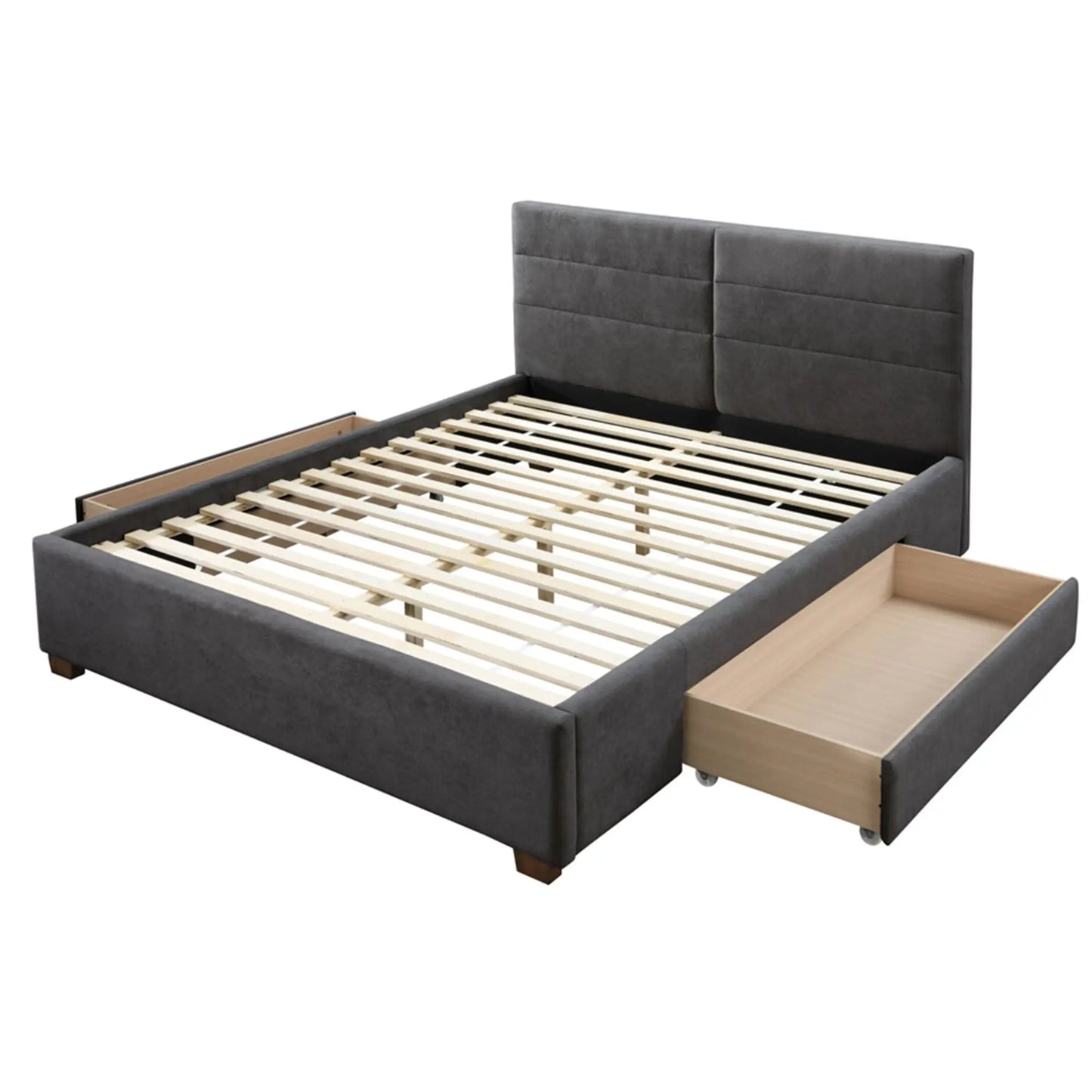 Emilio 60 Queen Bed With Storage Canada – Charcoal Fabric