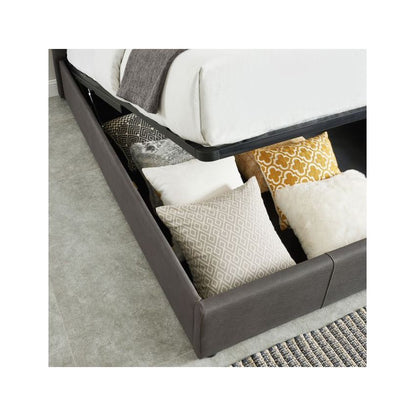 Extara 78" King Storage Platform Bed in Grey Faux Nubuck