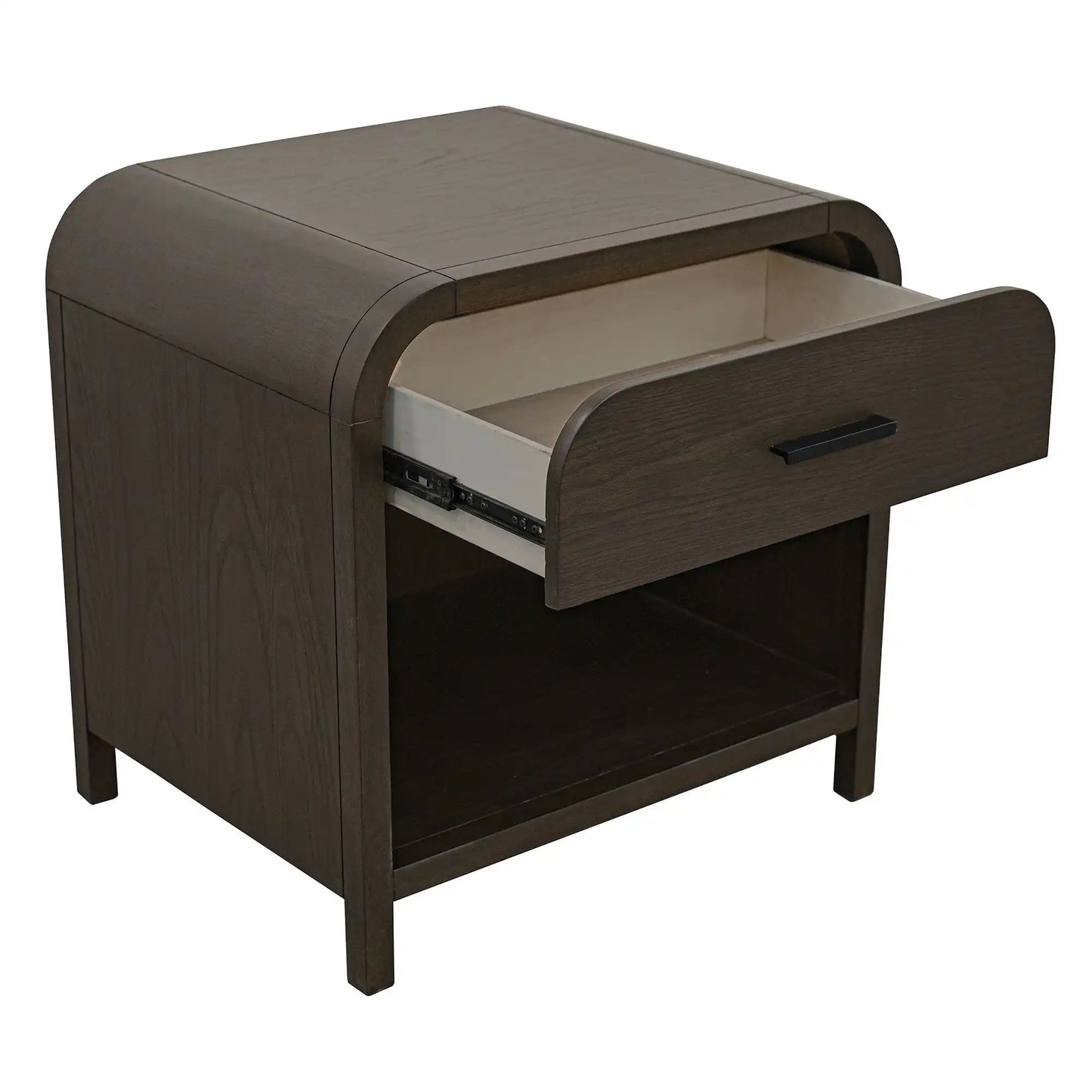 Bowman Nightstand with USB Ports – 1 Drawer, Dark Walnut Finish