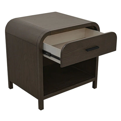 Bowman Nightstand with USB Ports – 1 Drawer, Dark Walnut Finish