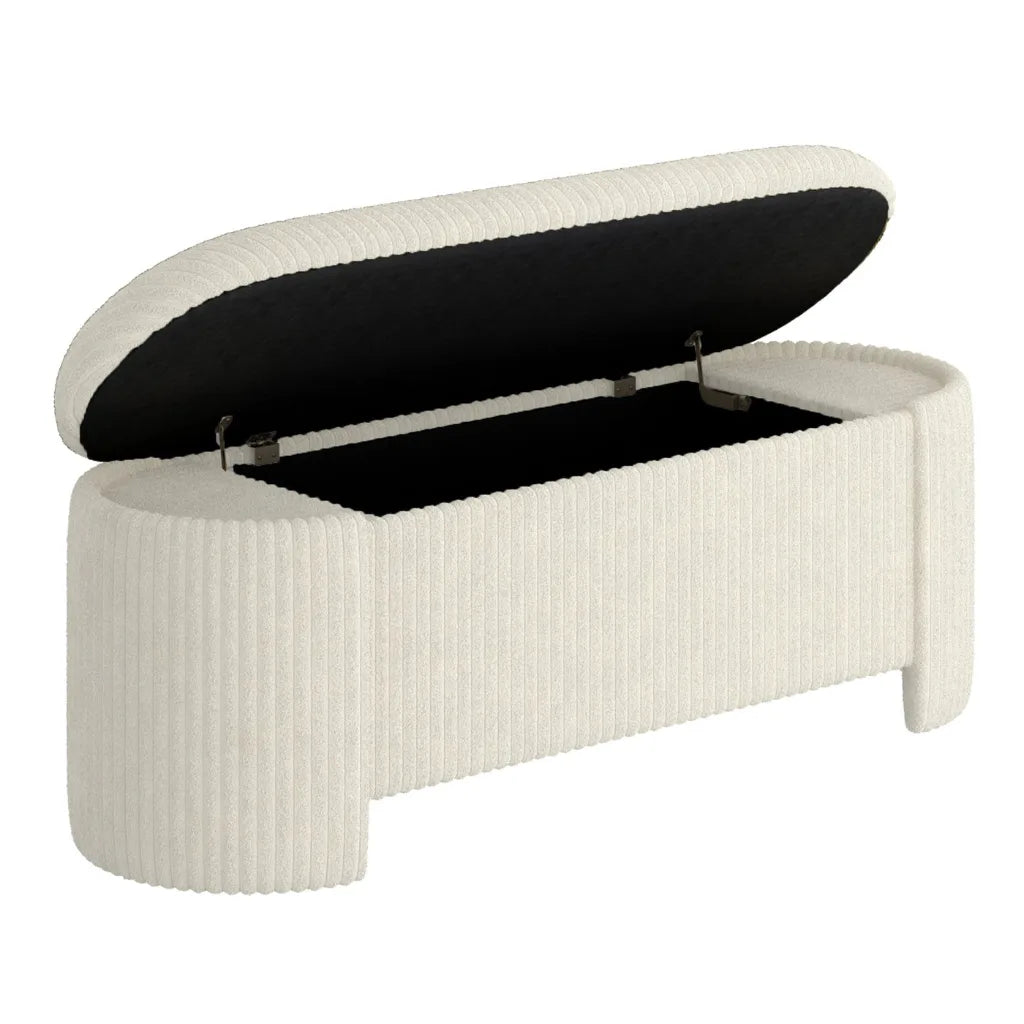 Cybil Modern Storage Ottoman in Ivory