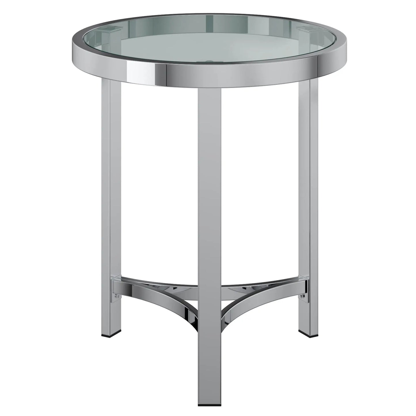 Strata Round Chrome Glass Side Table with Tempered Glass Top