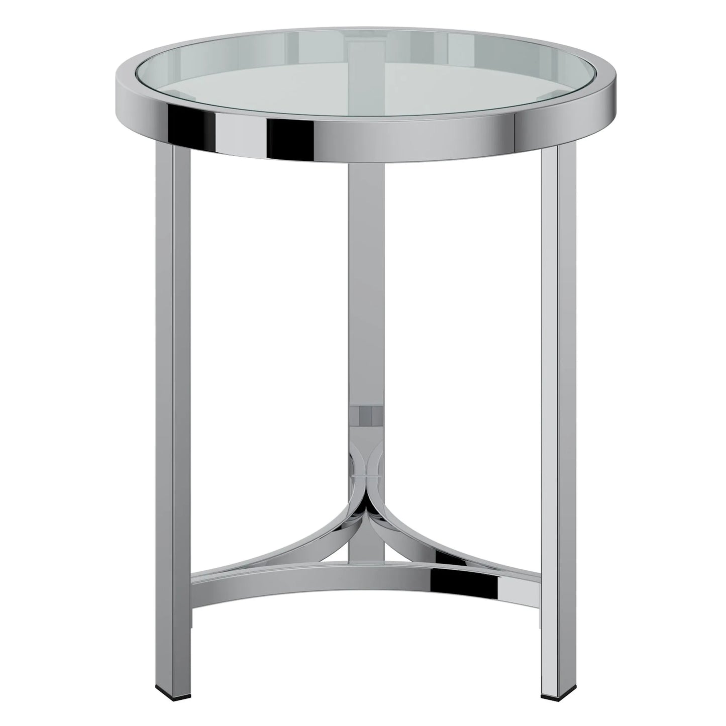 Strata Round Chrome Glass Side Table with Tempered Glass Top