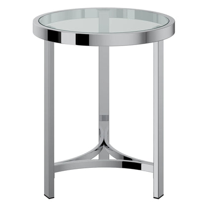 Strata Round Chrome Glass Side Table with Tempered Glass Top