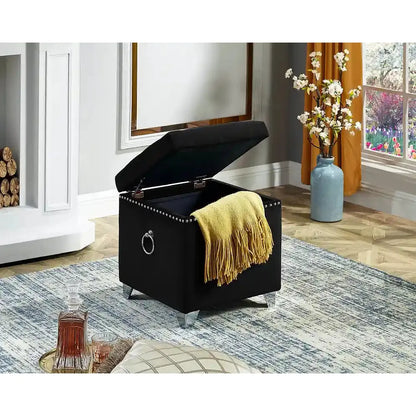 Black storage ottoman 