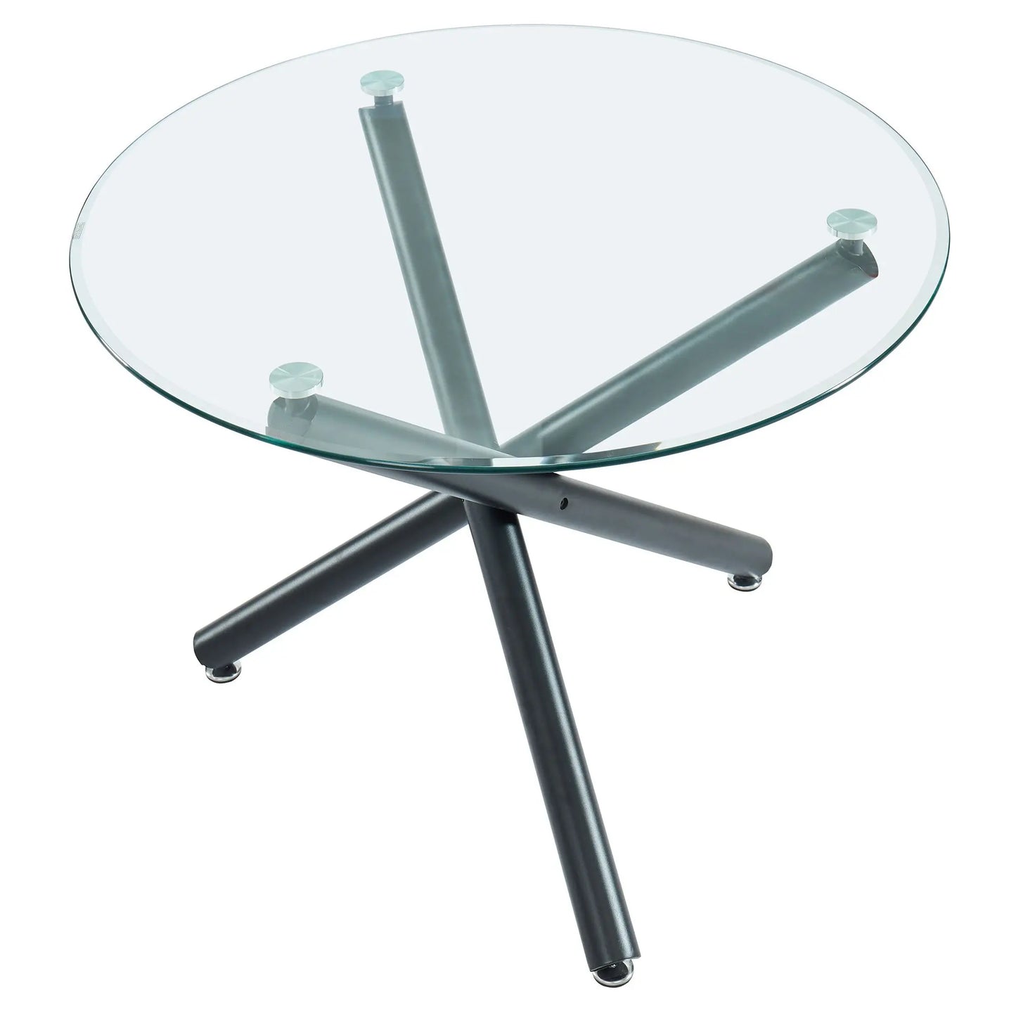 Suzette 40 Round Glass Dining Table with Black Metal Base
