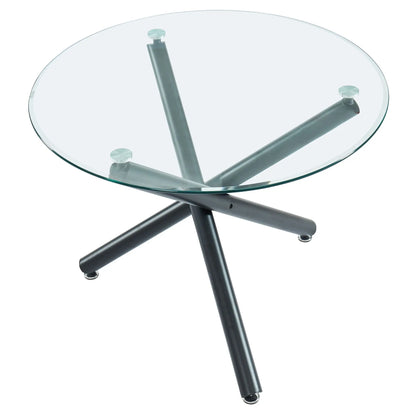 Suzette 40 Round Glass Dining Table with Black Metal Base