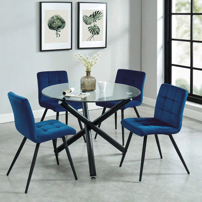 Suzette 40 Round Glass Dining Table with Black Metal Base