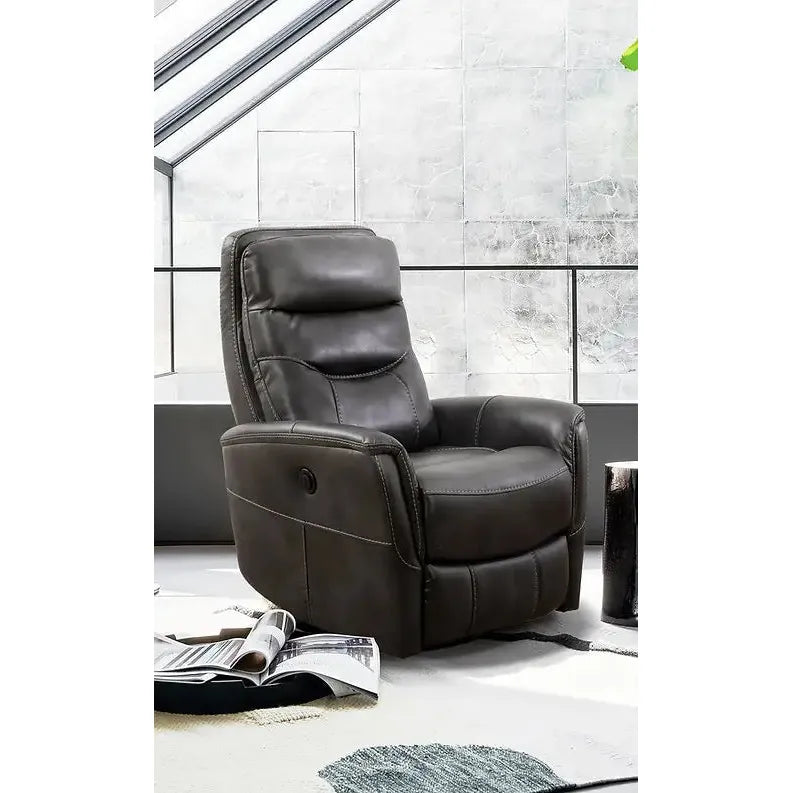 Grey leather recliner chair 