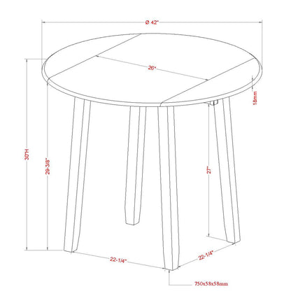 Conrad/Brixx 5pc Small Dining Table Set with Drop-Leaf Round Table