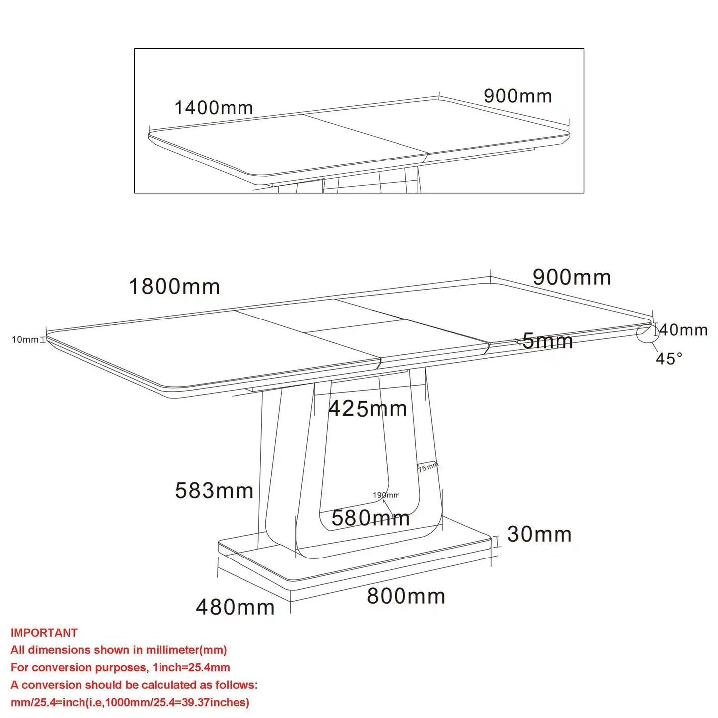 Corvus/Devo 7pc Modern Dining Table Set with Glass Top Table