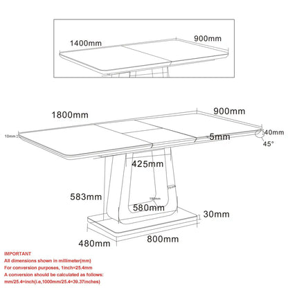 Corvus/Devo 7pc Modern Dining Table Set with Glass Top Table