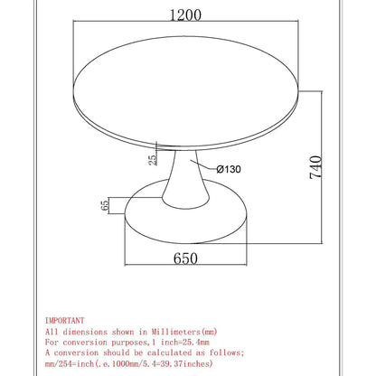 Table Dimension of Zilo/Zeke 7pc Round Dining Table Set
