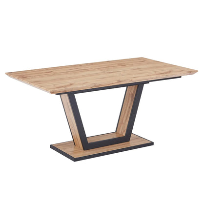 Forna/Brodi 7pc Natural Wood Dining Table Set with Charcoal Chairs