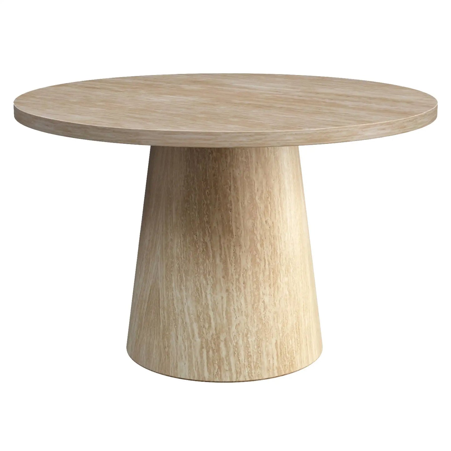 GodivaKoda 5pc Ivory Pedestal Dining Set – Round Faux Stone Table