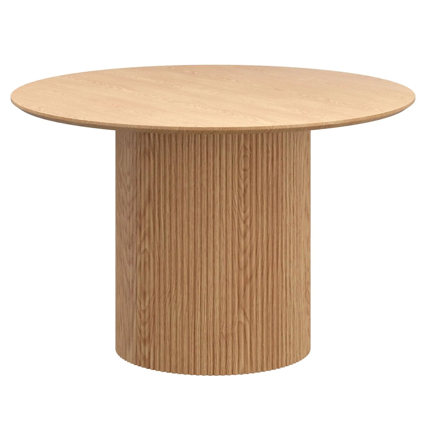 Wooden round table on a white background