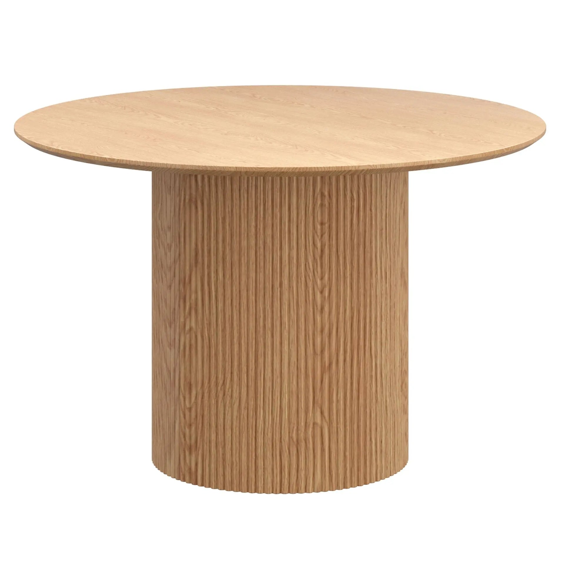 Wooden round table on a white background