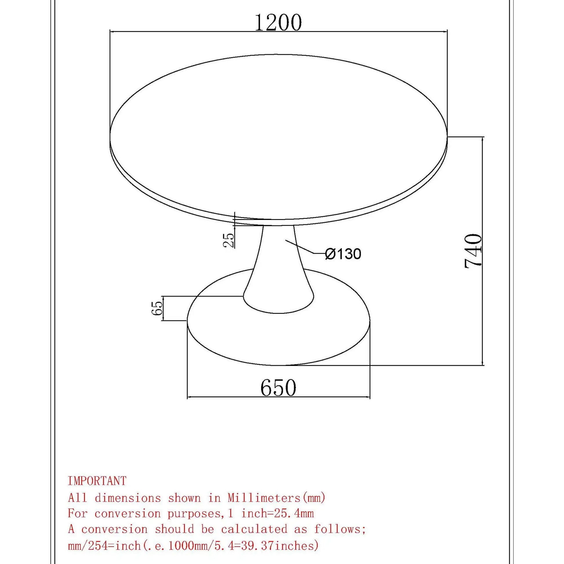 Table dimension of Zilo/Brodi 5pc Round Black Dining Table Set 