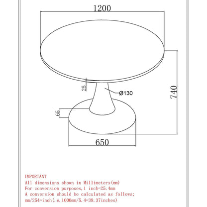 Table dimension of Zilo/Brodi 5pc Round Black Dining Table Set 
