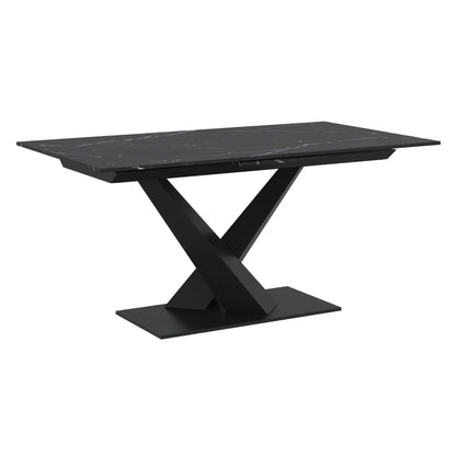 Julius/Talon 7pc Black Sintered Stone Dining Set – Extendable Table
