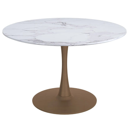 Zilo/Cleo 7pc Round Marble Dining Table Set – Faux Marble Top Table