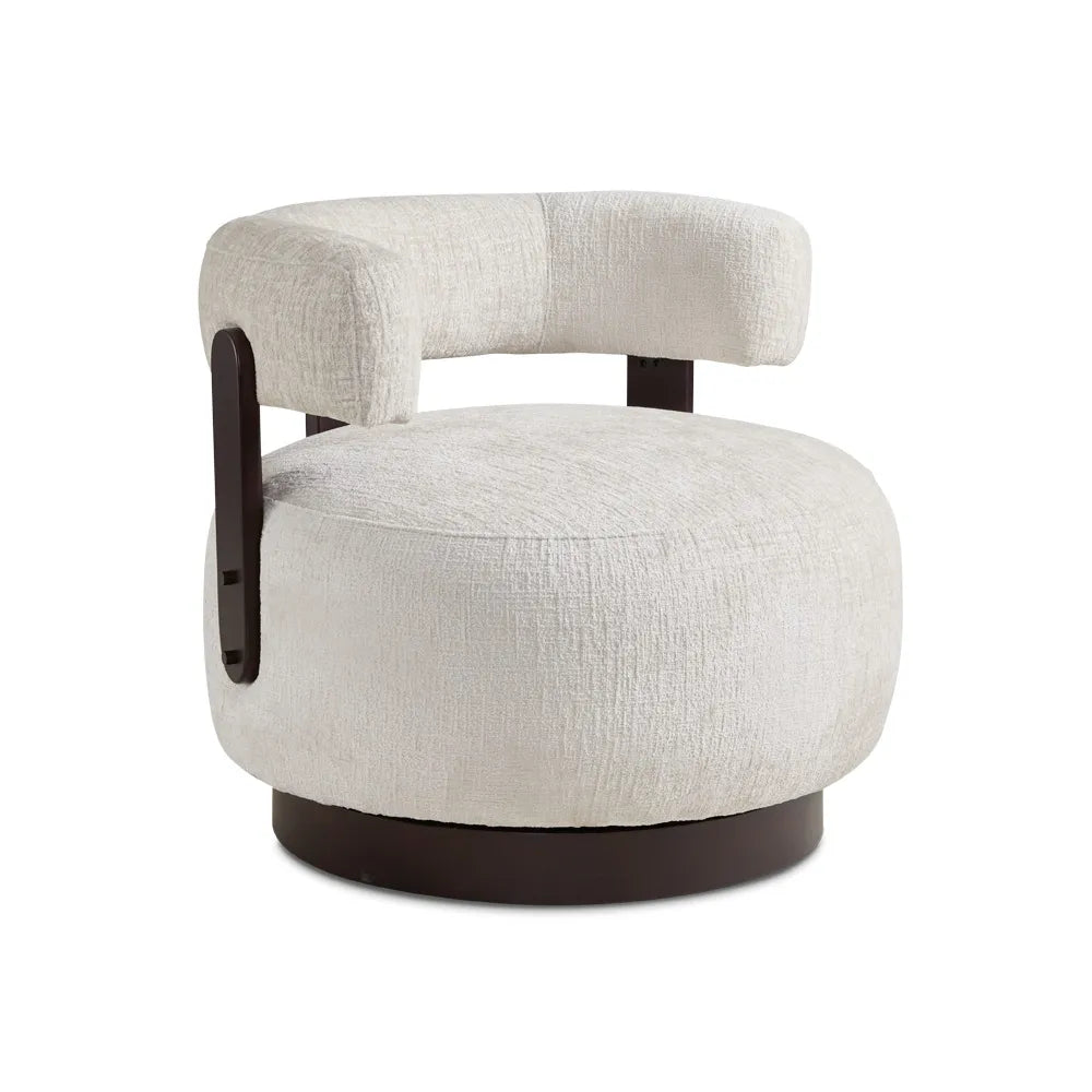 Taupe Accent Chair in Linen With Solid Wood Frame, Customizable Fabric, For Living Room