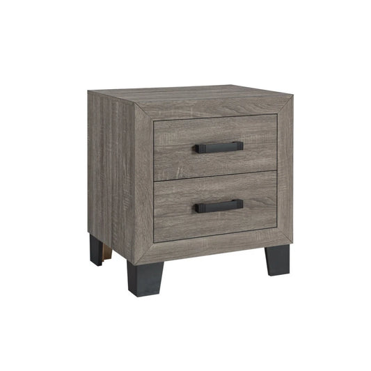 Taupe wooden nightstand with two drawers 