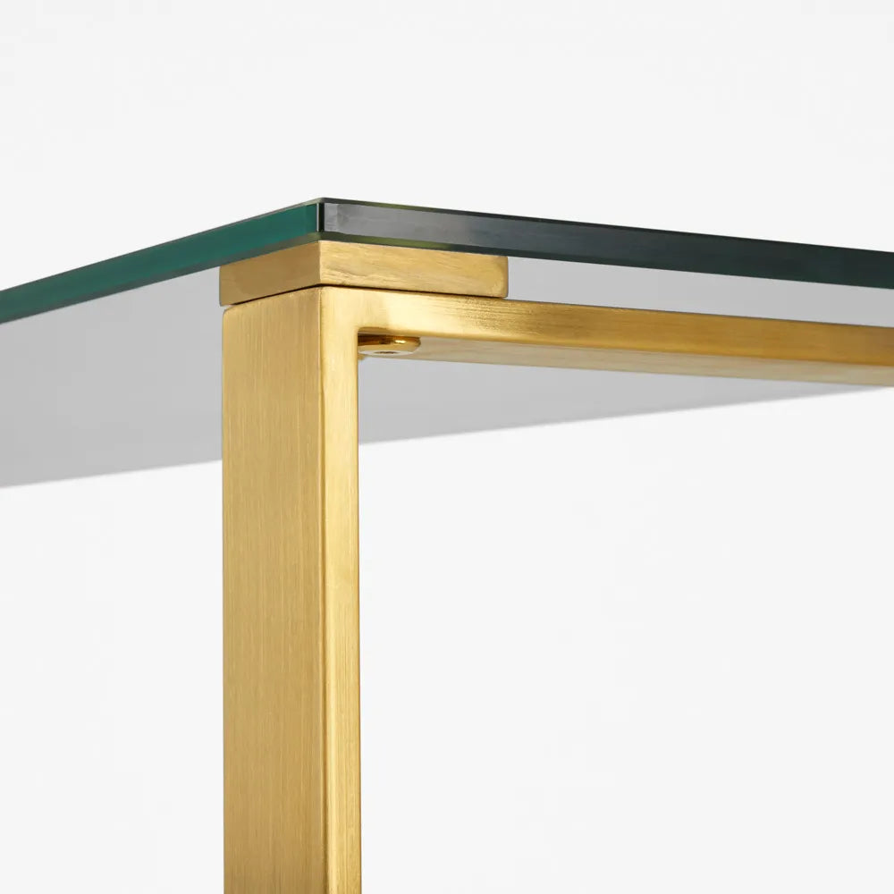 Tempered Glass End Table with Gold Steel Frame -  for Living Room