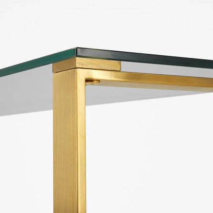 Tempered Glass End Table with Gold Steel Frame -  for Living Room