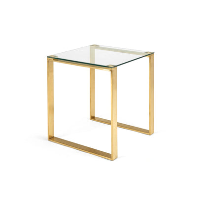Tempered Glass End Table with Gold Steel Frame -  for Living Room
