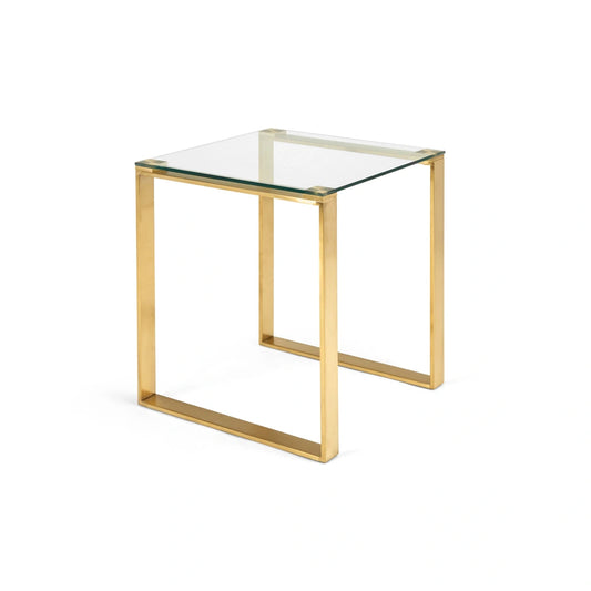 Tempered Glass End Table with Gold Steel Frame -  for Living Room