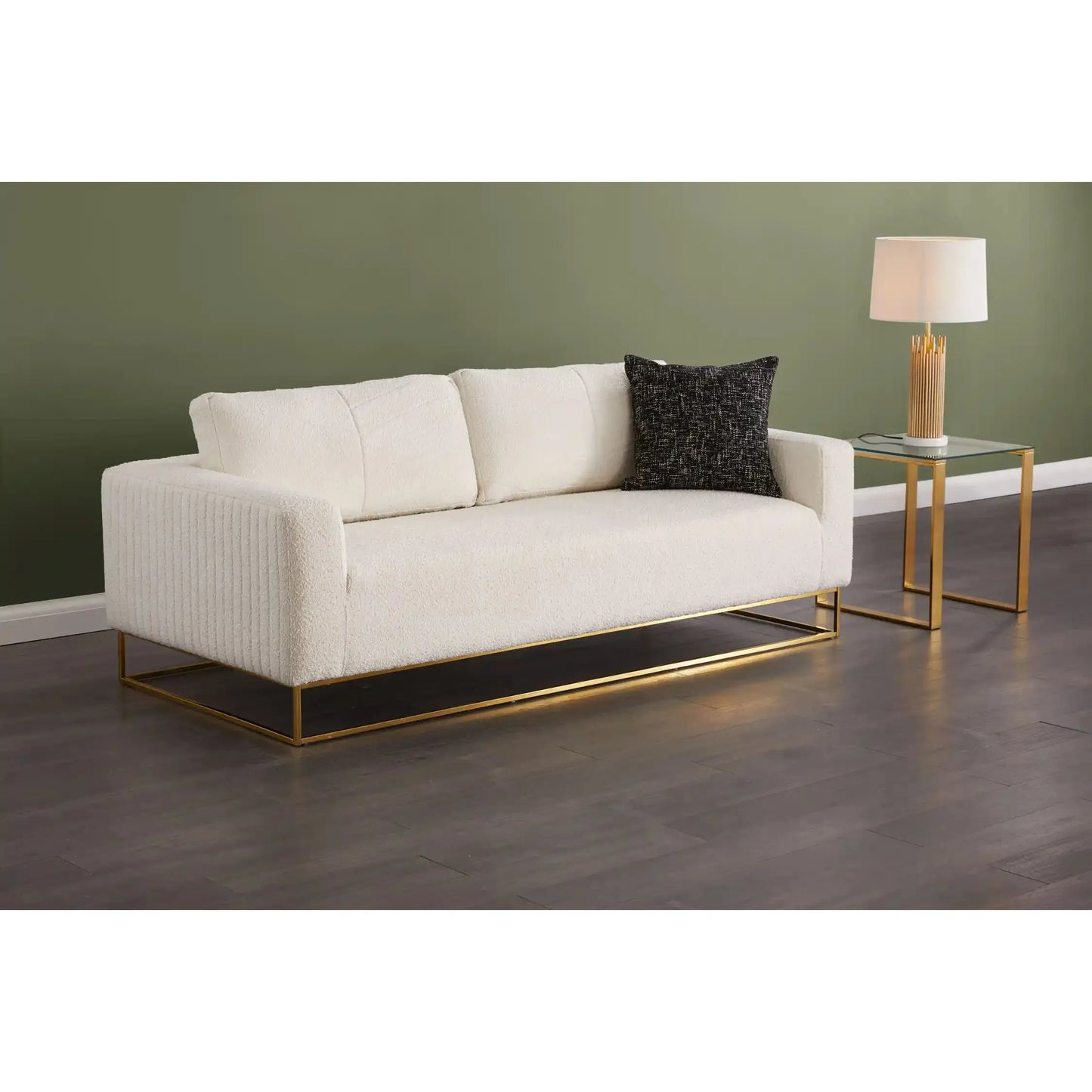 Tempered Glass End Table with Gold Steel Frame -  for Living Room