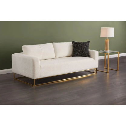 Tempered Glass End Table with Gold Steel Frame -  for Living Room