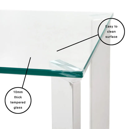 Maison Tempered Glass Top End Table with Stainless Steel Frame