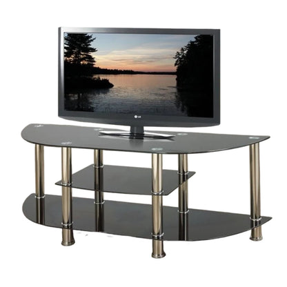 55” Modern Black Tempered Glass TV Stand For living room