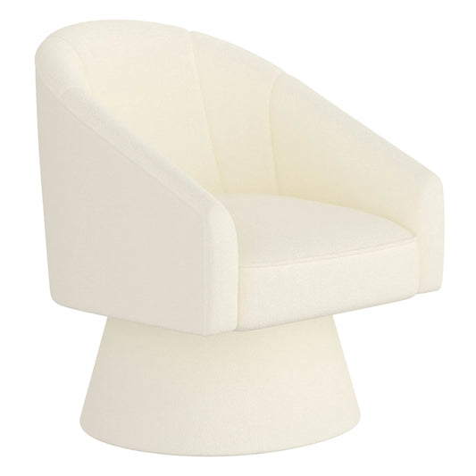 Tilsy Modern Swivel Accent Chair in Ivory Boucle with Pedestal Base