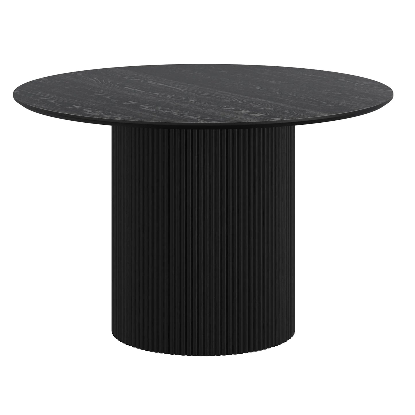 Tovas 47 Round Black Dining Table with Pedestal Wood Base