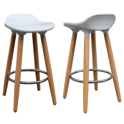 Trex 26 White Modern Counter Stools – Set of 2 with Wood Base