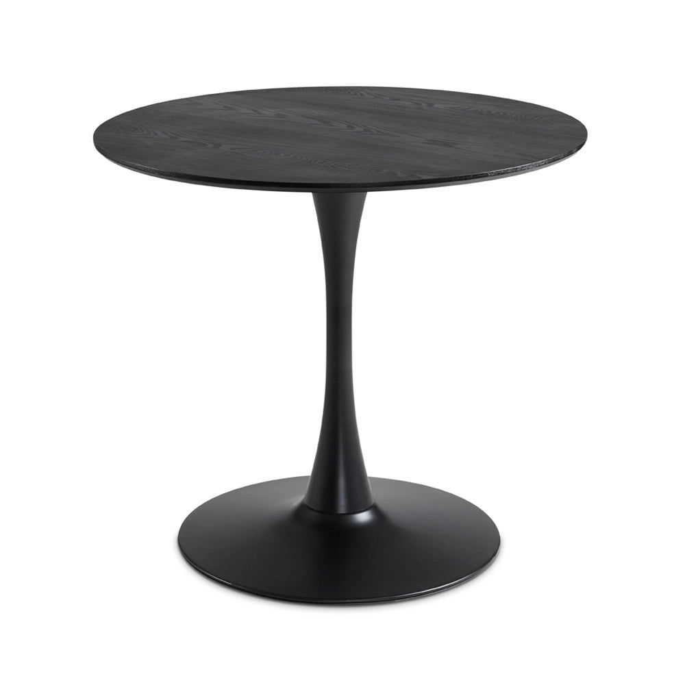 Tulip Ash Veneer Dining Table – Sleek 36" Table with Black Metal Legs